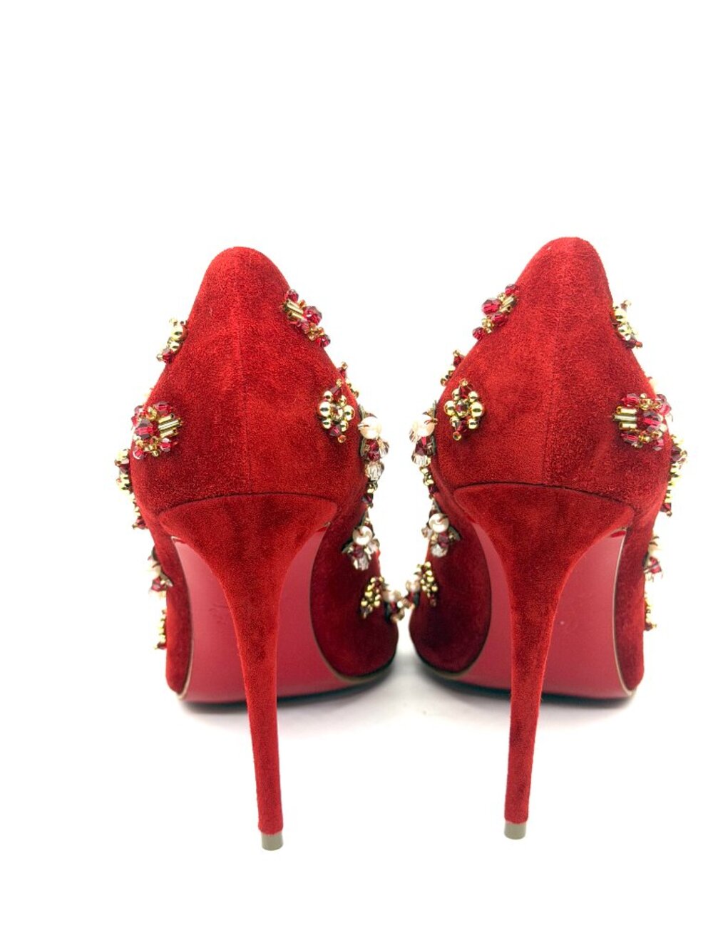 Christian Louboutin MIX KATE 100 Embellished Beaded Suede Heels Pumps - Picture 11 of 15